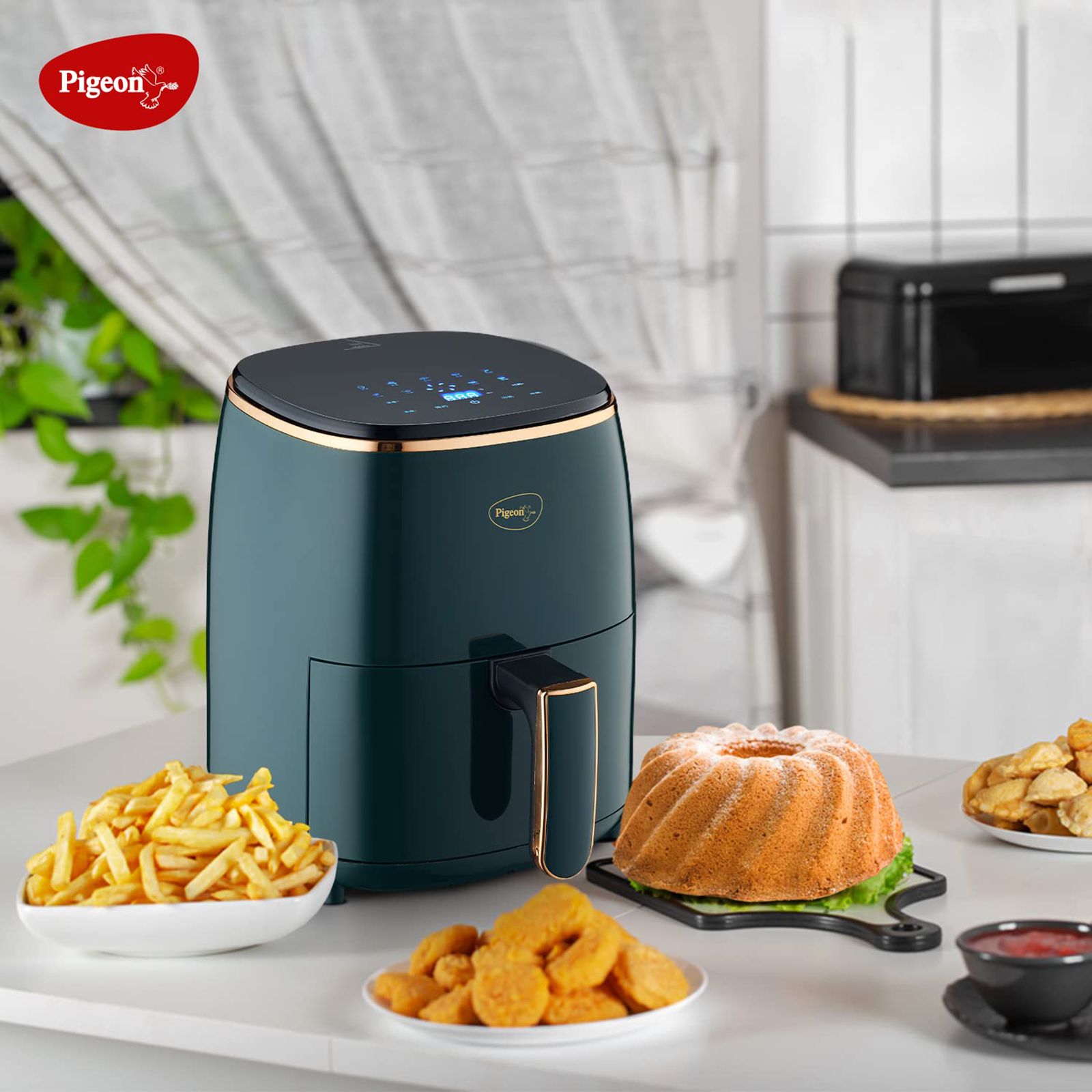 Buy Pigeon Healthifry 4.2L 1200 Watt Digital Air Fryer With Air ...